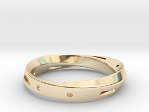 Morse code Mobius Ring - LOVE in 9K Yellow Gold : 6.75 / 53.375