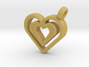 Enjoined Hearts Pendant in Tan Fine Detail Plastic