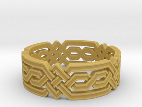 Fantasy Geometric Knot Ring in Tan Fine Detail Plastic