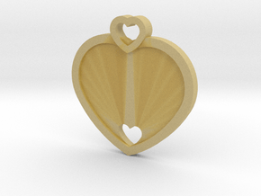 Heart Key Chain (Customizable) in Tan Fine Detail Plastic