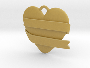 Heart With Ribbon in Tan Fine Detail Plastic