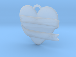 Heart With Ribbon in Clear Ultra Fine Detail Plastic