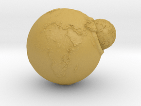 Planet Earth and Moon in Union in Tan Fine Detail Plastic