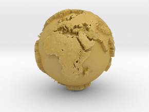 Planet Earth with relief continents highlighting in Tan Fine Detail Plastic