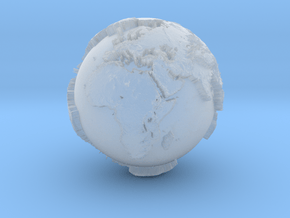 Planet Earth with relief continents highlighting in Clear Ultra Fine Detail Plastic