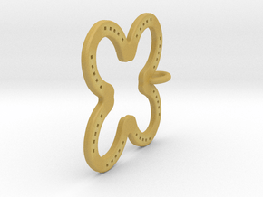 Tilted Horseshoe with luck in Tan Fine Detail Plastic