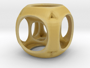 Hypercube-tesseract- pendant in Tan Fine Detail Plastic