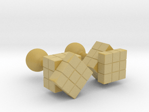 Rubik Cu(be)fflinks in Tan Fine Detail Plastic