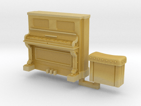 28mm/32mm Upright Piano and stool  in Tan Fine Detail Plastic