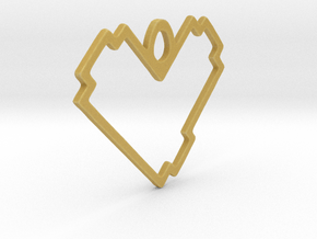 Pixels Heart Pendant - Lush Version - 1 INCH in Tan Fine Detail Plastic
