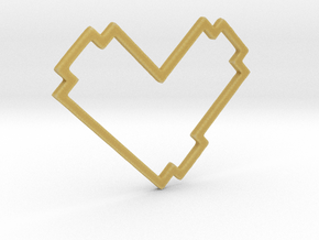 Pixel Heart Pendent - Diva Style - 1 INCH in Tan Fine Detail Plastic