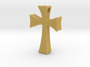 Germanic Cross Pendant, 45mm Tall in Tan Fine Detail Plastic