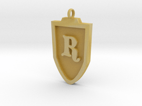Medieval R Shield Pendant in Tan Fine Detail Plastic