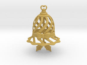 Customizable Holiday Bell Ornament in Tan Fine Detail Plastic
