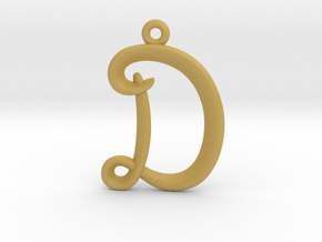 D Initial Charm — Alphabet Letter Pendant in Tan Fine Detail Plastic