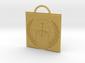 Anonymous logo keychain in Tan Fine Detail Plastic