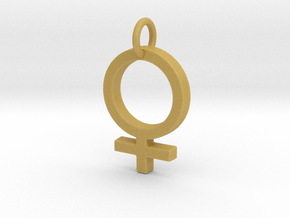 Female Gender Symbol Personalized Monogram Pendant in Tan Fine Detail Plastic
