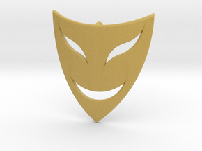 Drama Mask Pendant - Happy  in Tan Fine Detail Plastic