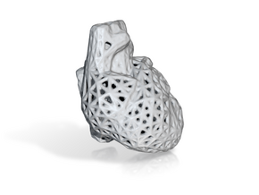 Voronoi Realistic Heart Pendant in Clear Ultra Fine Detail Plastic