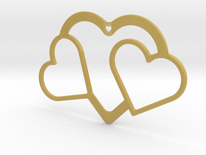 Hearts Necklace / Pendant-04 in Tan Fine Detail Plastic