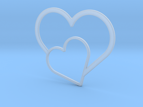 Hearts Necklace / Pendant-03 in Clear Ultra Fine Detail Plastic