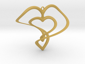 Hearts Necklace / Pendant-01 in Tan Fine Detail Plastic