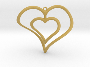 Hearts Necklace / Pendant-02 in Tan Fine Detail Plastic