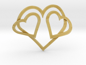 Hearts Necklace / Pendant-05 in Tan Fine Detail Plastic