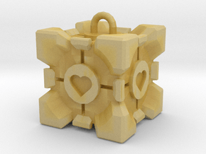 Companion Cube Pendant in Tan Fine Detail Plastic