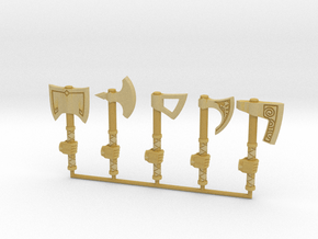 Miniature Axe Collection (right hand) in Tan Fine Detail Plastic