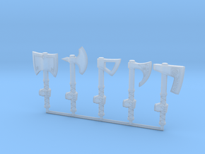 Miniature Axe Collection (left hand) in Clear Ultra Fine Detail Plastic