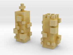 Cubic Chess - King & Queen in Tan Fine Detail Plastic