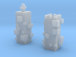 Cubic Chess - King & Queen in Clear Ultra Fine Detail Plastic