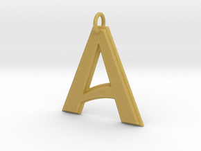"A" Letter Initial Pendant in Tan Fine Detail Plastic