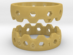 Hex Reminder Ring Size 6 in Tan Fine Detail Plastic
