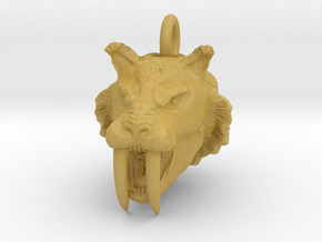 Saber toothed cat pendant in Tan Fine Detail Plastic