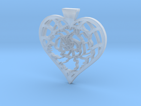 Birth Flower Heart Pendant: January Carnation in Clear Ultra Fine Detail Plastic