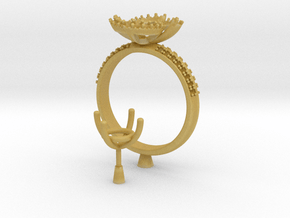 CC85- Engagement Ring With Separated Parts Printed in Tan Fine Detail Plastic