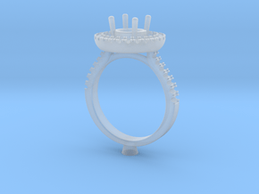 CC37-Engagement Halo Ring Printed Wax Resin. in Clear Ultra Fine Detail Plastic