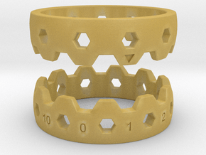 Hex Reminder Ring Size 12 in Tan Fine Detail Plastic