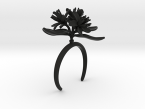 Bracelet with three large flowers of the Lemon R in Black Natural Versatile Plastic: Small