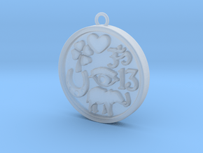 Good Luck Round Pendant in Clear Ultra Fine Detail Plastic