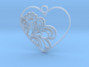 Heart Flower Pendant in Clear Ultra Fine Detail Plastic