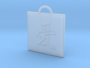 Love Kanji Pendant in Clear Ultra Fine Detail Plastic