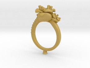 CD266- Flower Engagement Ring 3D Printed Wax . in Tan Fine Detail Plastic