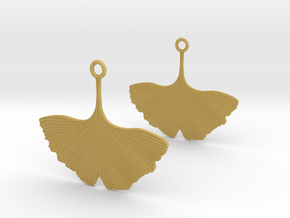 Ginkgo Leaf Earring in Tan Fine Detail Plastic