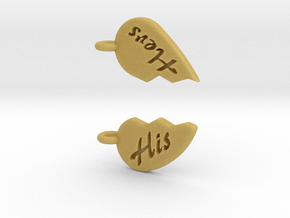 His and Hers Heart Halves in Tan Fine Detail Plastic