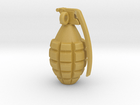 Keychain Grenade  solid &    25mm hight in Tan Fine Detail Plastic