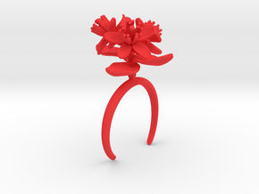Bracelet with three large flowers of the Lemon L in Red Processed Versatile Plastic: Extra Small