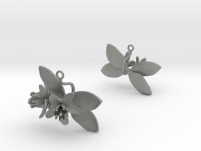 Earrings with two large flowers of the Lemon in Gray PA12